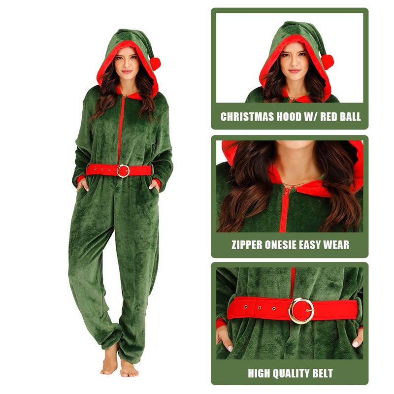 ReneeCho Women's Christmas Costume Elf Pajama, Large - Image 2